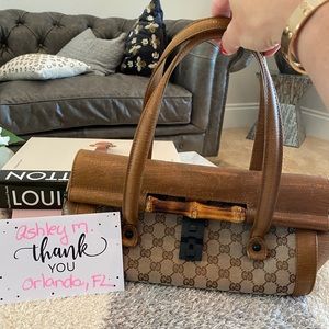 Gucci gg canvas bamboo bullet shoulder bag